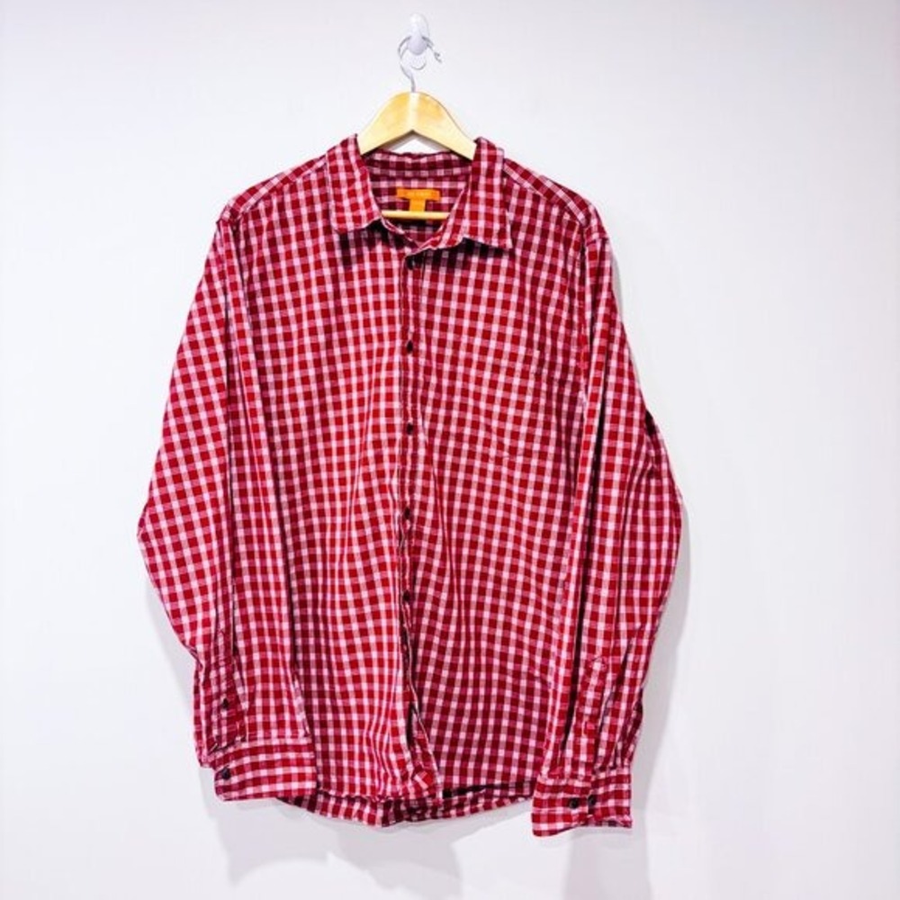 JOE FRESH Red Plaid Cotton Button Front Long Sleeve Shirt XX-Large
